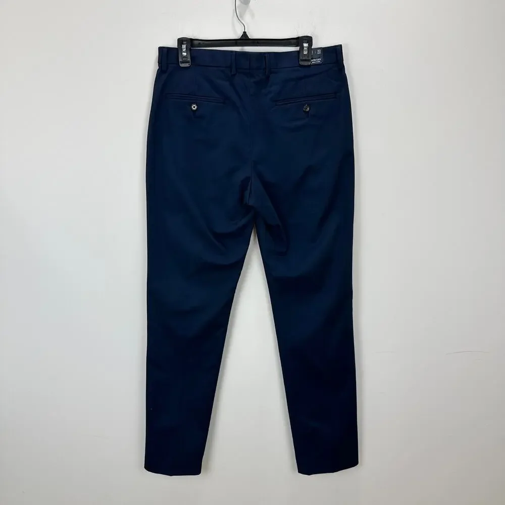 J.Crew Bowery Dress Pant Stretch Chino Cotton Navy Slim Mens W 31 L 32 NWT